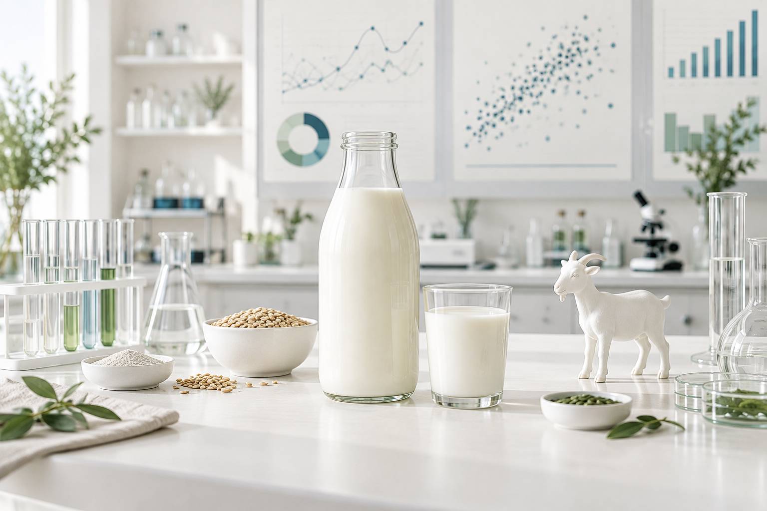 Illustration éditoriale du sujet : Lait de chèvre : calories, bienfaits et digestibilité